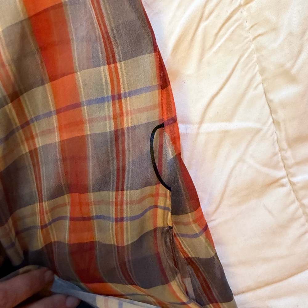 Forte Forte Lightweight Plaid Duster Coat in Blue, Tan & Rust - Picture 9 of 9